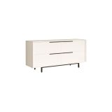 Buffet de Melamina en Color Blanco-Negro, 160x44.5x74 cm, Gran Resistencia para un Uso Duradero.
