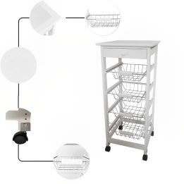 Verdulero Frutero de Cocina 4 Cestas y Cajón 37x37x85 Blanco