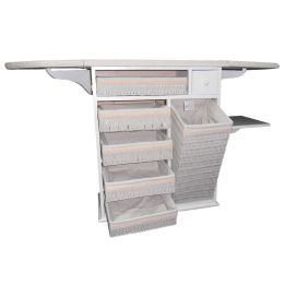 Mueble de Plancha Estoril Blanco Vintage + (Funda Elastica XXL Premiun Rayen + Tensores)