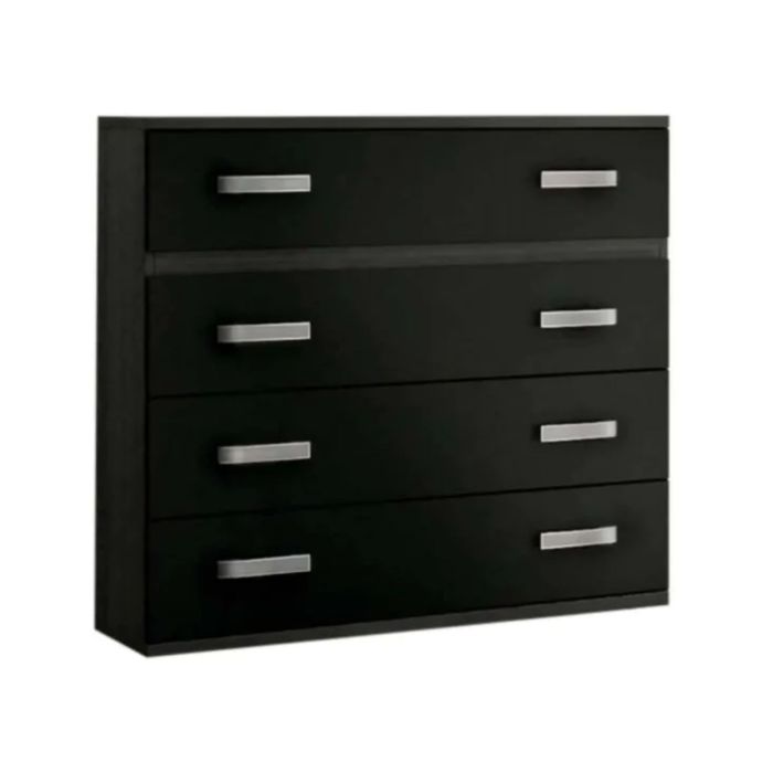 Cómoda 4 Cajones, Color Ceniza y Negro, Medidas: 89 cm (Largo) x 89,6 cm (Alto) x 39,6 cm de (Fondo) Meyvaser