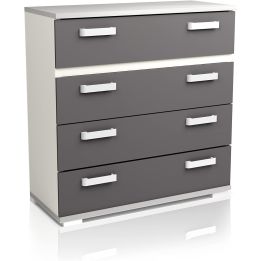 Comoda 4 Cajones, Color Blanco y Grafito, Medidas: 89 cm (Largo) x 89,6 cm (Alto) x 39,6 cm de (Fondo) Meyvaser