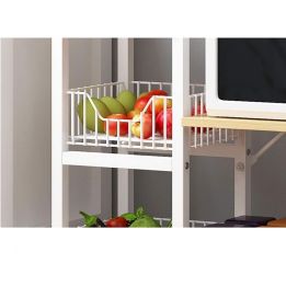 Estanteria de suelo Leena metalica en color blanco-natural 80x30x142cm