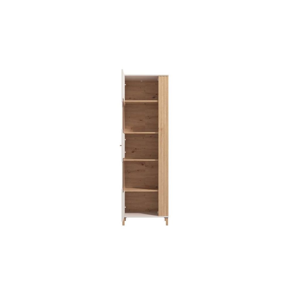 Vitrina Alta en Melamina Color Cashmere y Roble Artisan con 1 Puerta Acristalada - Medidas 59,5x40x192,5 cm