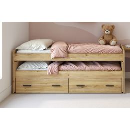 Cama Nido Juvenil Doble con Cajones de Almacenaje – Mauvella y Negro, 202,6 cm Largo x 98 cm Ancho x 72 cm Alto, Primera Calidad