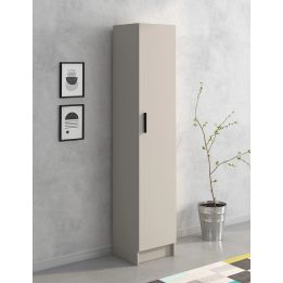 Mueble multiusos Armario Auxiliar Multiusos Color Beige – 1 Puerta, 4 Baldas, 37x180x35 cm – Madera Práctico y Funcional.
