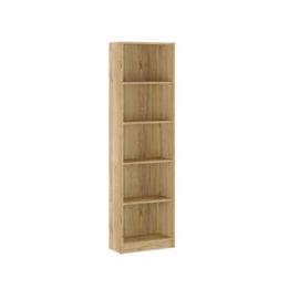 Meyvaser Librería Estantería con Cinco baldas en madera color Mauvella para salón 178,3x51,9x24,6 cm