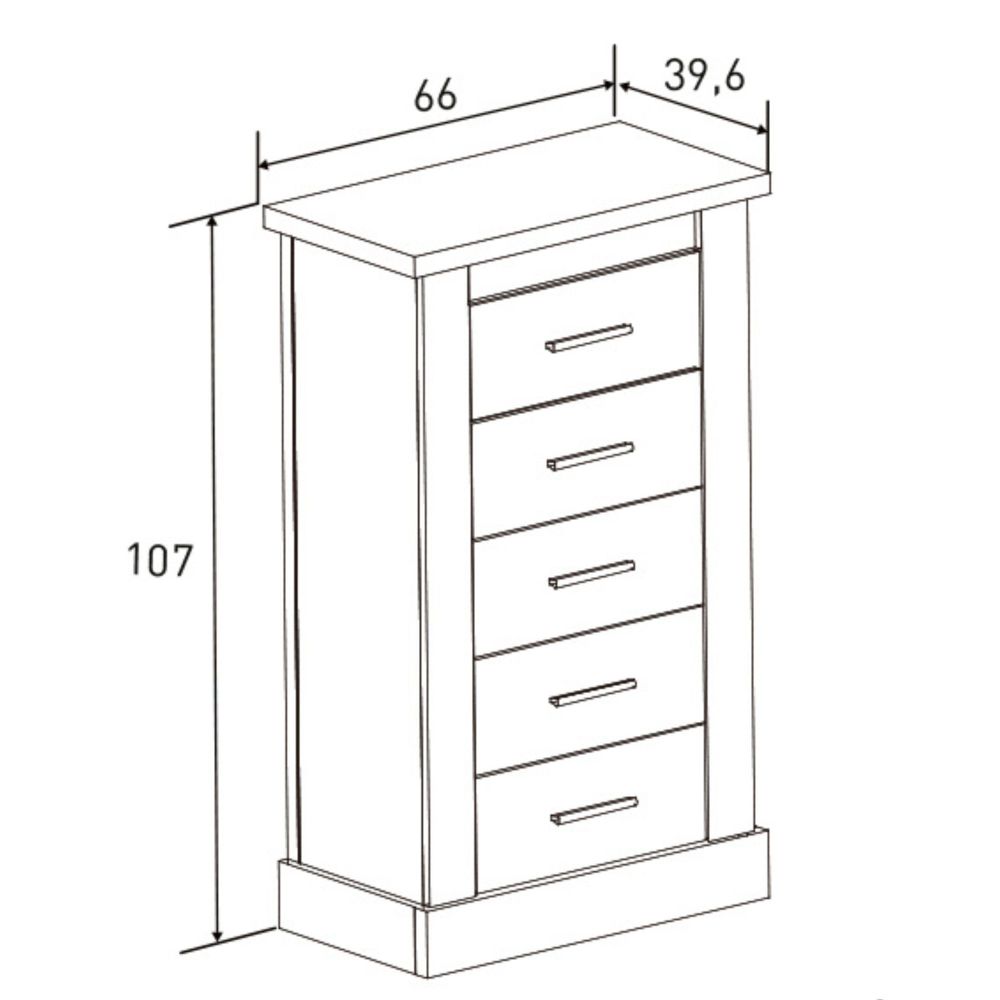 Pack Cabecero de 110 x 120 cm + 1 Mesita de Noche + Sinfonier, Color Cambria y Blanco (para Cama de 135-140 o 160)