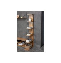 Estantería para Salón en Color Sonoma y Negro, 5 Niveles, 50x22x150 cm