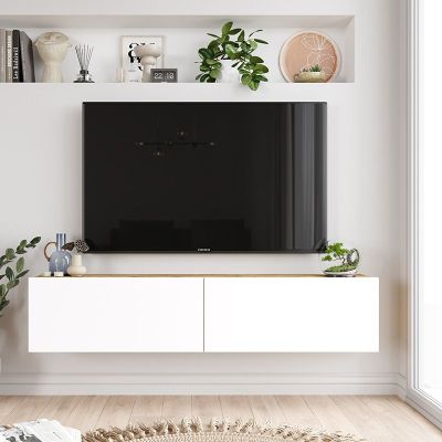 Mueble TV de Pared Blanco y Roble Sonoma 140x31,6x29,6 cm - 2 Puertas