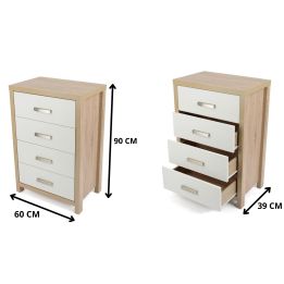 Sinfonier Dormitorio 4 Cajones Cambria Blanco 90cm - ¡Orden Perfecto!